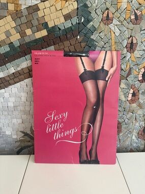 Victoria's Secret Black Sheer Thigh-High Stockings (Packaging Pink)